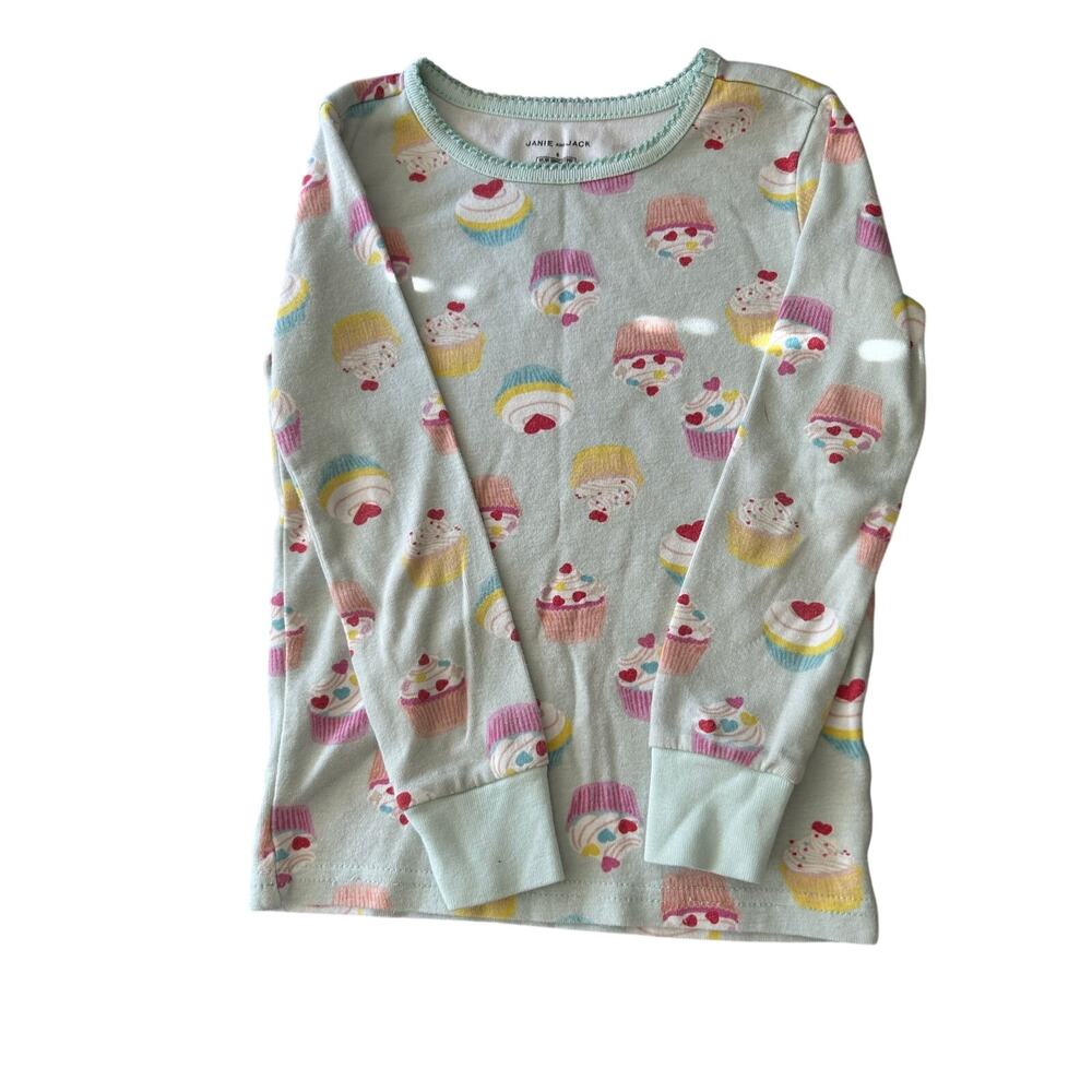 Janie and Jack cupcake pattern birthday girls long sleeve top size 6